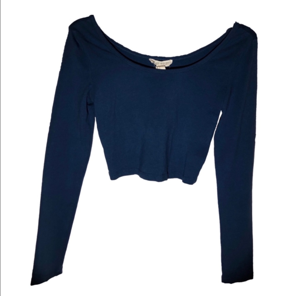F21 Blue Long Sleeve Crop